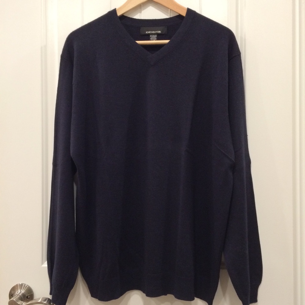 Jones NY Silk Cashmere Blend V-Neck Sweater | L